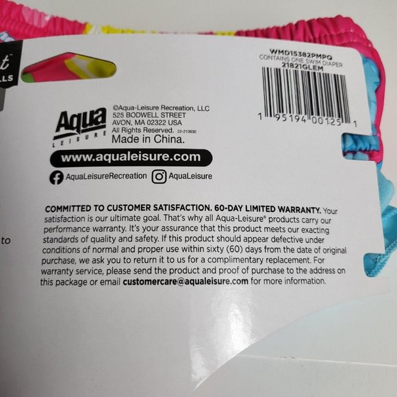 Swimschool Reusable Swim Diaper UPF 50 Level 1 18-22 lbs 12M Swim Mermaid Pink - Picture 13 of 16